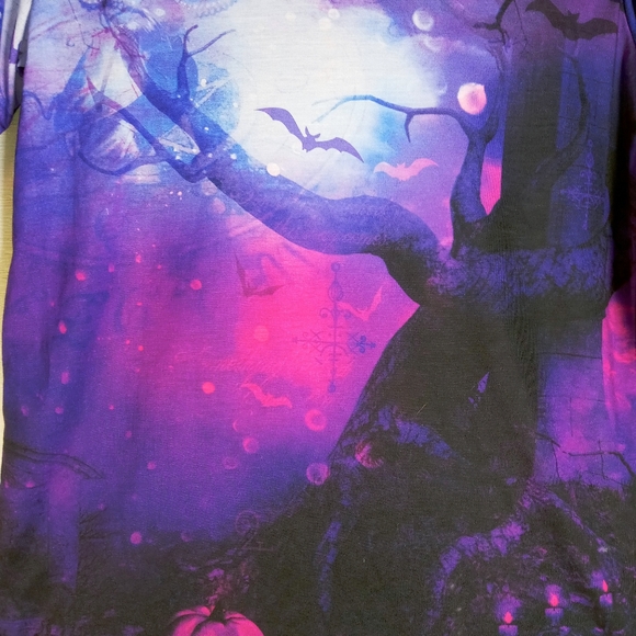 Celebrate Halloween Purple Black Cat Tree Bat - Picture 5 of 5